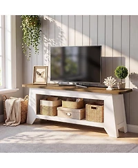 Tribesigns Tv Stand, Farmhouse Entertainment Center, Rustic Media Console