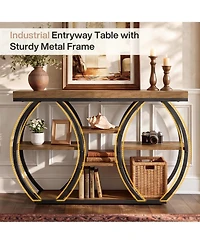 Tribesigns Extra Long Console Table, Narrow Sofa Table Behind Couch with Open Storage Shelf