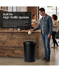 Home Zone Living 16 Gallon Stainless Steel Open Top Trash Can with Round Design