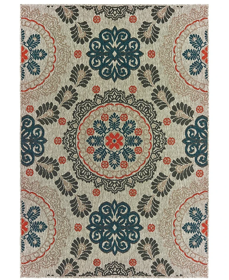Oriental Weavers Latitude 1903W Gray 7'10" x 10' Outdoor Area Rug