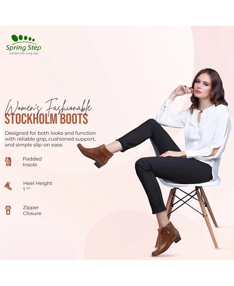 Spring Step Women's Stockholm Low-Shaft Bootie with Side Zipper Closure
