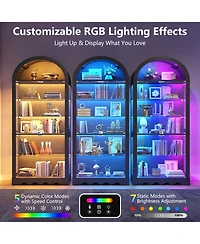 Vlsrka 6-Tier Glass Display Cabinet With Rgb Sensor Lights And Lock