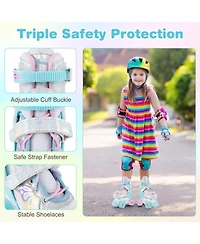 Sugift Kids Roller Skates with 4-Size Adjustment Light-Up Wheels and Triple Closure Ages 8-13