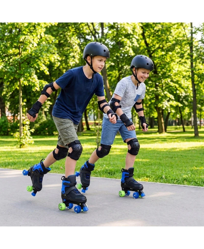 Sugift Quad Roller Skates for Kids and Teens with Expandable Sizing and Light-Up Wheels Ages 9-14