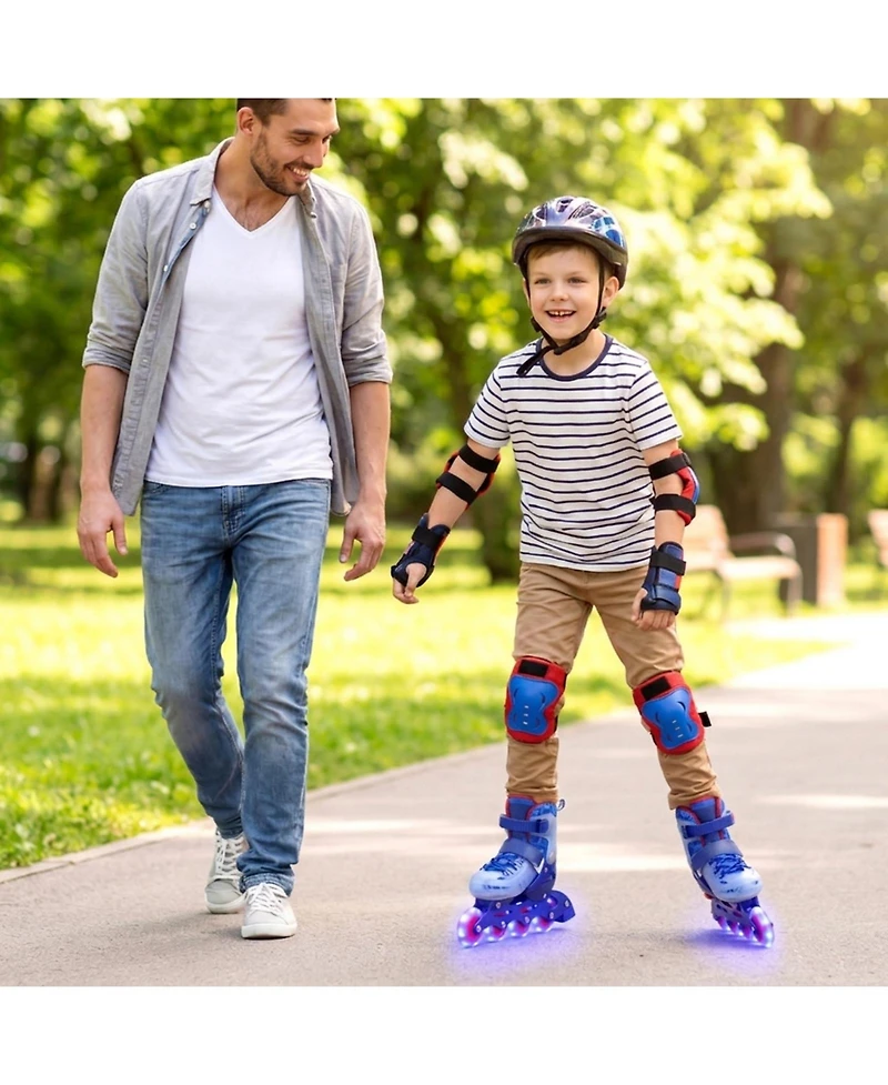 Sugift Kids Inline Skates with Push-Button 4-Size Expansion and Illuminating Wheels Ages 7-9