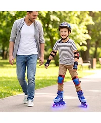 Sugift Kids Inline Skates with Push-Button 4-Size Expansion and Illuminating Wheels Ages 7-9