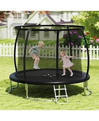 Sugift 10 feet Outdoor Recreational Trampoline with Zippered Safety Enclosure Net and Ladder Ages 3 and Up