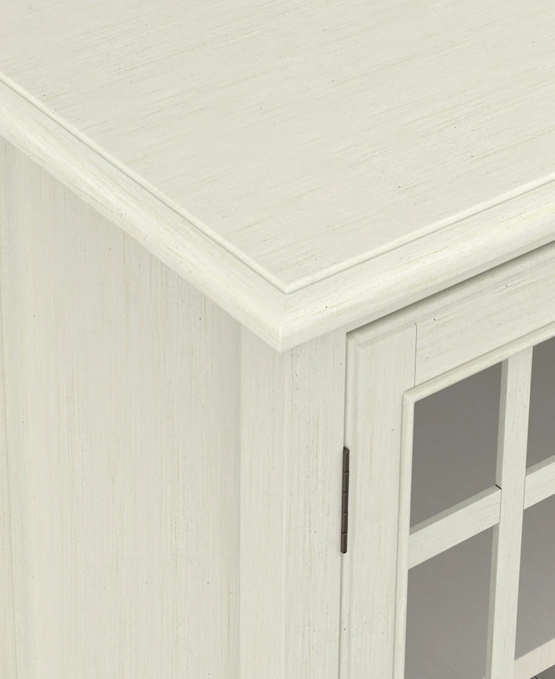 Simpli Home Connaught Solid Wood Low Storage Cabinet in Antique White