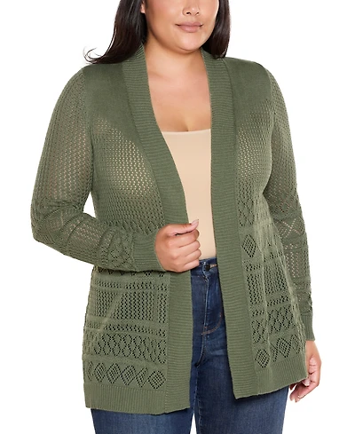 Belldini Plus Pointelle Lightweight Cardigan
