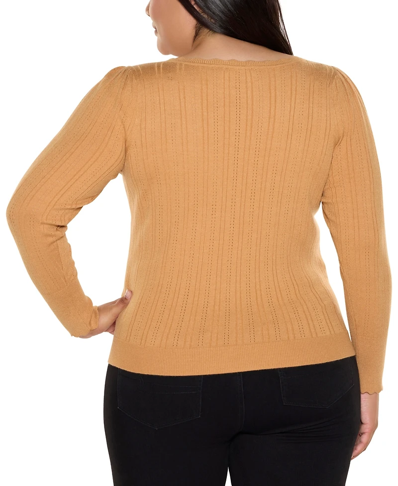 Belldini Women's Scalloped-Trim Boat Neck Sweater