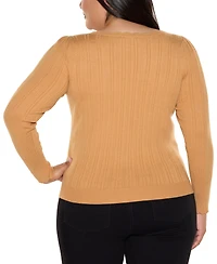 Belldini Women's Scalloped-Trim Boat Neck Sweater