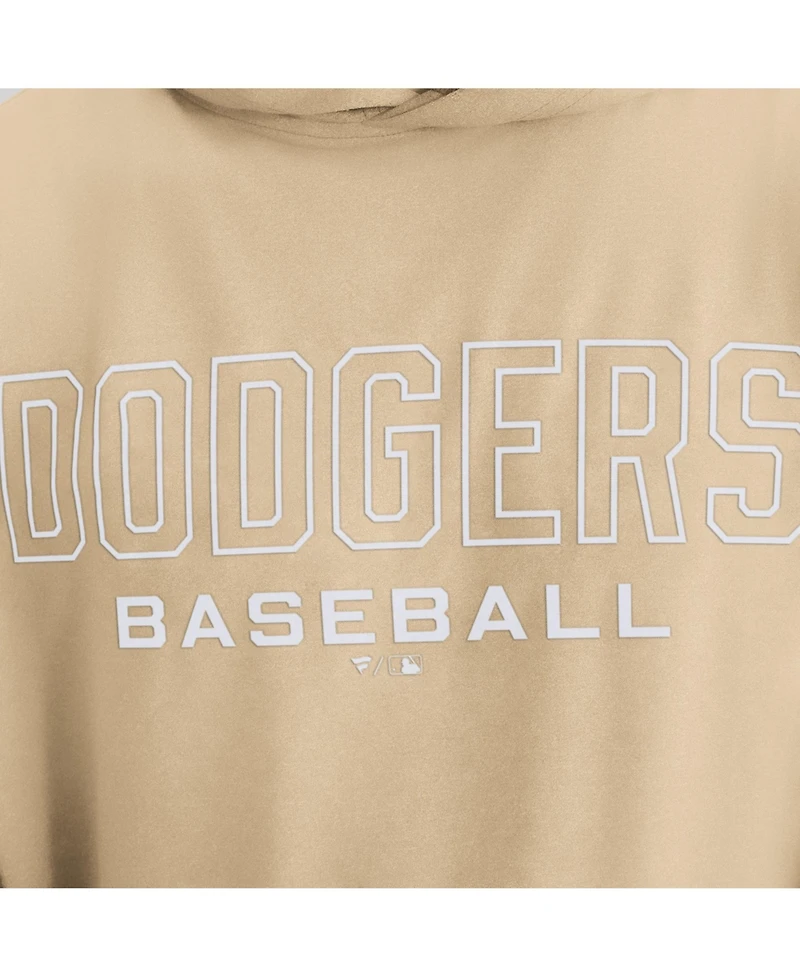 Fanatics Men's Khaki Los Angeles Dodgers ClutchLong sleeves Hooded T-Shirt