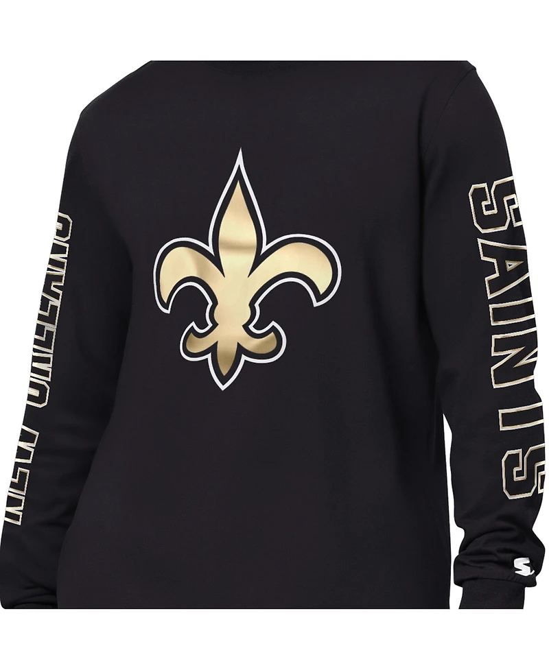 Starter Men's Black New Orleans Saints Clutch Hit Ii Long-Sleeve T-Shirt