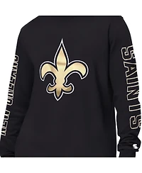 Starter Men's Black New Orleans Saints Clutch Hit Ii Long-Sleeve T-Shirt
