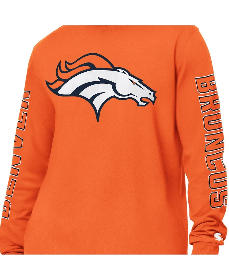 Starter Men's Orange Denver Broncos Clutch Hit Ii Long-Sleeve T-Shirt