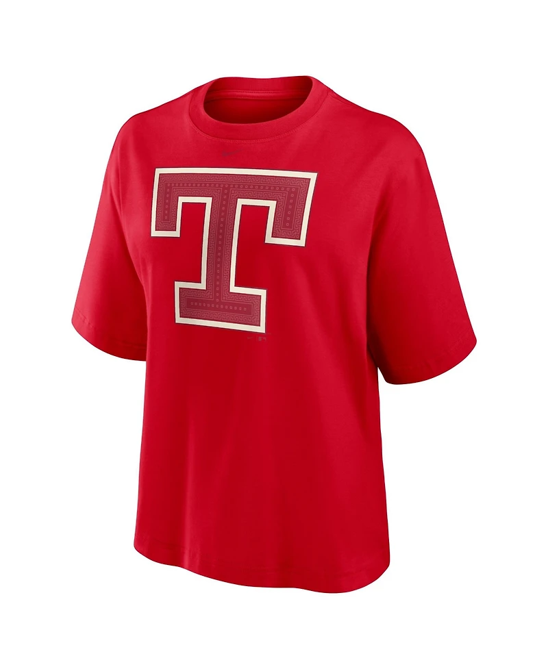 Nike Women's Red Texas Rangers Premium Essentials Relaxed Boxy T-Shirt