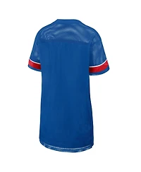 Fanatics Women's Royal Buffalo Bills Oversized Team First Deep Route Mesh V-Neck Dress