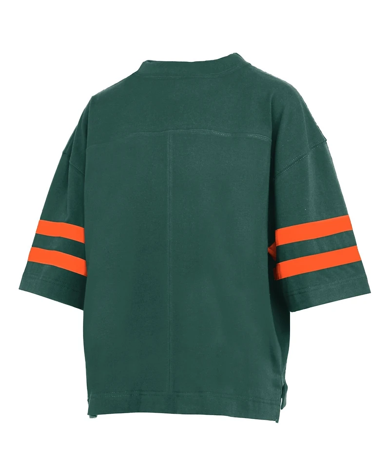 Pressbox Women's Green Miami Hurricanes Wayne Tyler Cropped T-Shirt