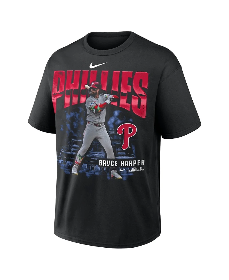 Nike Men's Bryce Harper Black Philadelphia Phillies Enlarged Player Graphic Max90 Heavyweight T-Shirt