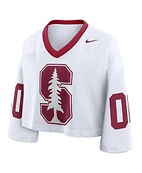 Nike Women's White Stanford Cardinal Oversized Logo Cropped Fashion Jersey