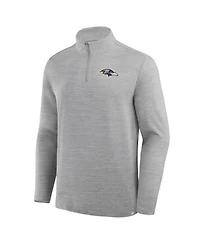 Fanatics Men's Heather Gray Baltimore Ravens Clutch Quarter-Zip Pullover Sweatshirt
