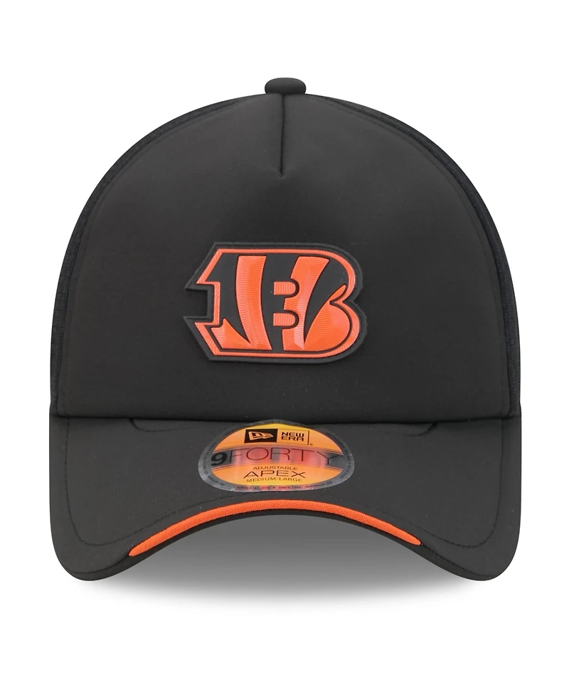 New Era Men's Black Cincinnati Bengals 2026 Sideline Apex 9FORTY Adjustable Trucker Hat