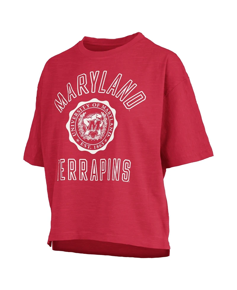 Pressbox Women's Red Maryland Terrapins Motley Crew Bishop Waist Length Oversized Slub T-Shirt