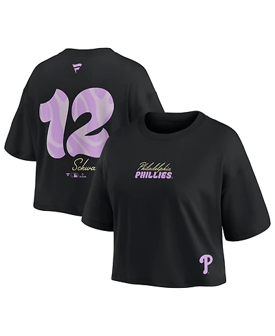Fanatics Women's Kyle Schwarber Black Philadelphia Phillies Name Number Cropped Top