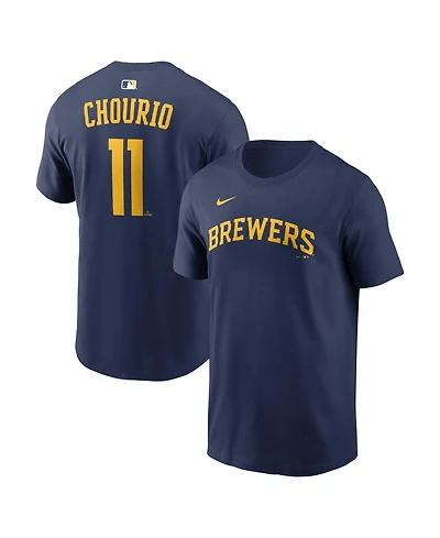 Nike Men's Jackson Chourio Navy Milwaukee Brewers Name Number T-Shirt