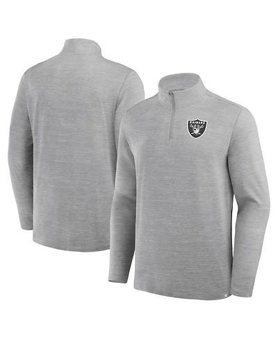 Fanatics Men's Heather Gray Las Vegas Raiders Clutch Quarter-Zip Pullover Sweatshirt