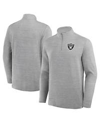 Fanatics Men's Heather Gray Las Vegas Raiders Clutch Quarter-Zip Pullover Sweatshirt