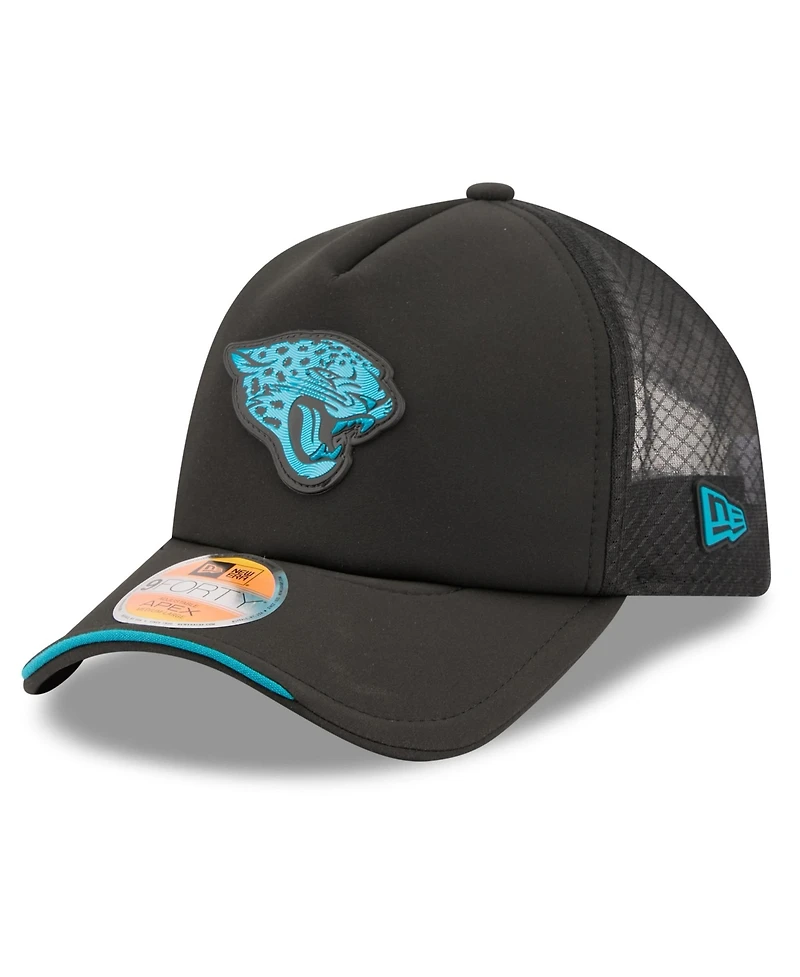 New Era Men's Black Jacksonville Jaguars 2026 Sideline Apex 9FORTY Adjustable Trucker Hat