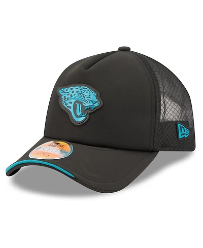 New Era Men's Black Jacksonville Jaguars 2026 Sideline Apex 9FORTY Adjustable Trucker Hat
