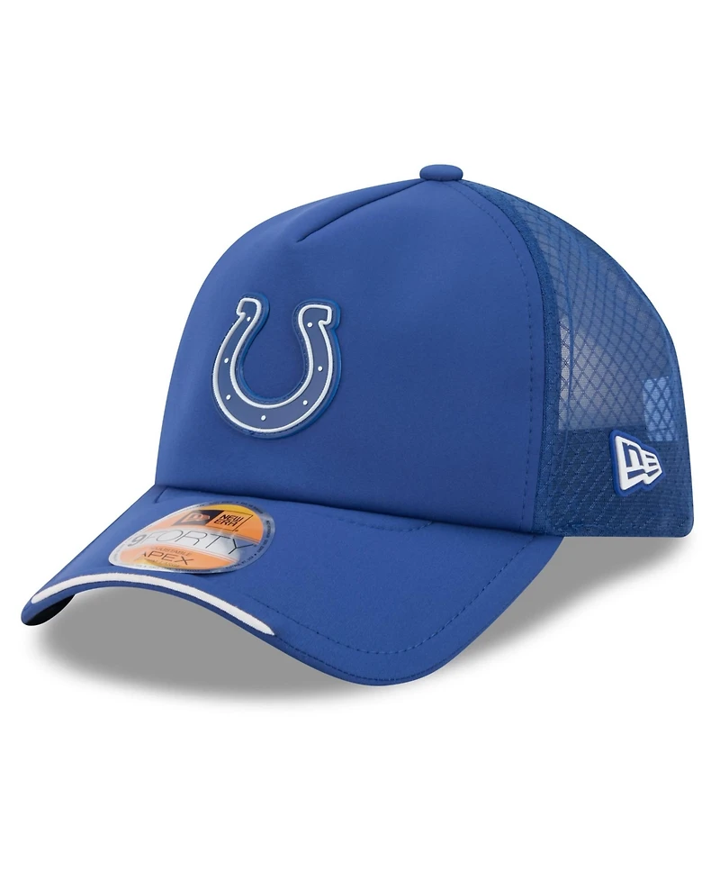 New Era Men's Royal Indianapolis Colts 2026 Sideline Apex 9FORTY Adjustable Trucker Hat