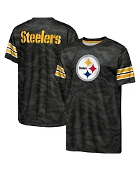 Outerstuff Big Boys and Girls Black Pittsburgh Steelers Slant Route Performance T-Shirt