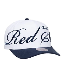 Mitchell & Ness Men's and Women's White/Navy Boston Red Sox Xl Script Pro Crown Adjustable Hat