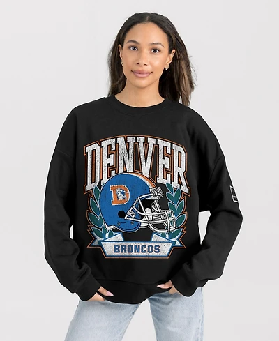 Gameday Couture Women's Black Denver Broncos Oversized Victory Lane Label Premium Fleece Sweatshirt