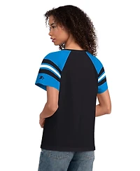 Starter Women's Black Carolina Panthers Game On Notch Neck Raglan T-Shirt