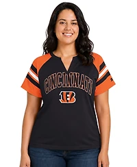 Starter Women's Black Cincinnati Bengals Plus Game On Notch Neck Raglan T-Shirt