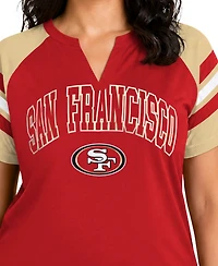 Starter Women's Scarlet San Francisco 49ers Plus Game On Notch Neck Raglan T-Shirt