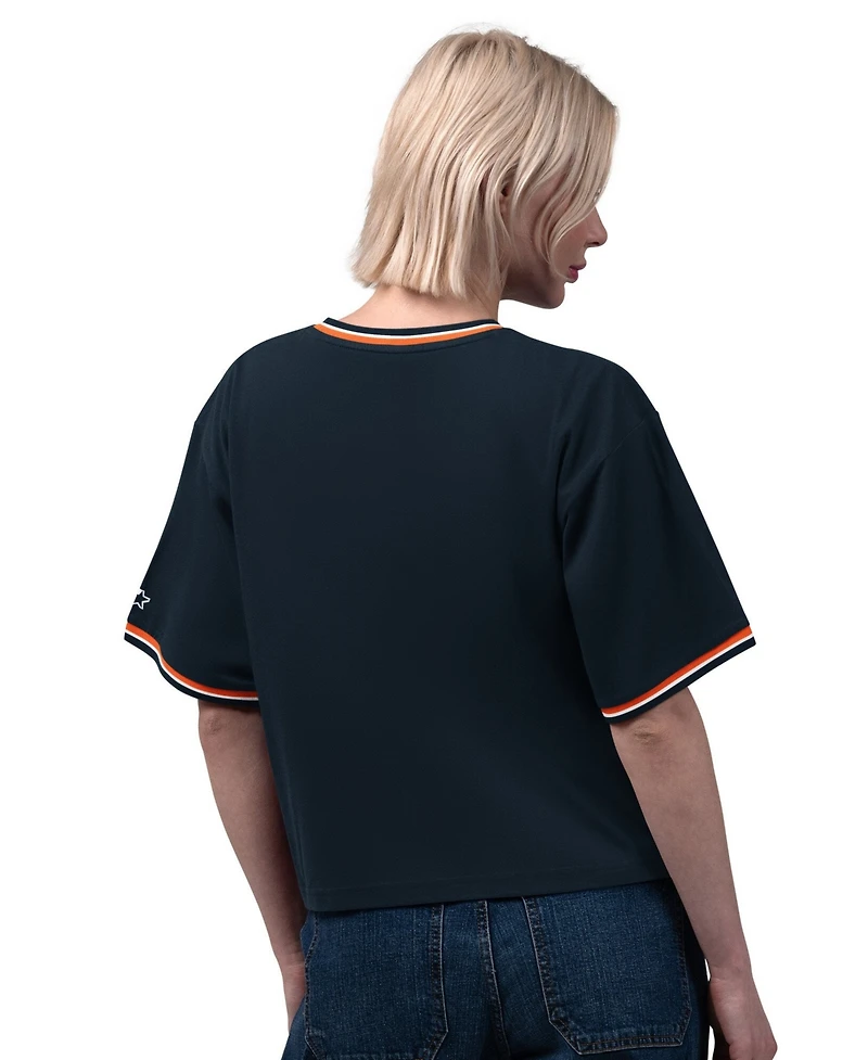 Starter Women's Navy Chicago Bears Ace Cropped T-Shirt
