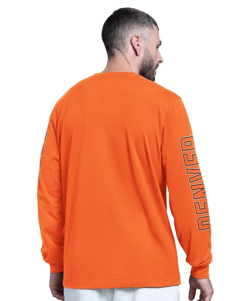 Starter Men's Orange Denver Broncos Clutch Hit Ii Long-Sleeve T-Shirt