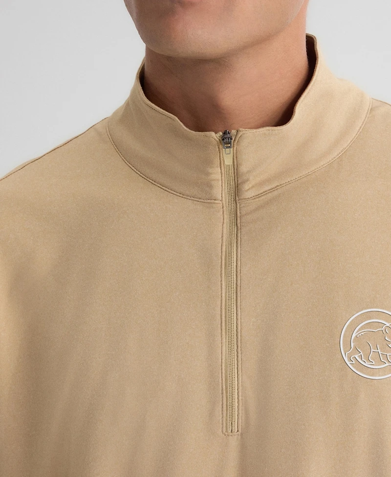 Fanatics Men's Khaki Chicago Cubs Clutch Quarter-Zip Pullover Sweatshirt