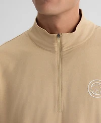 Fanatics Men's Khaki Chicago Cubs Clutch Quarter-Zip Pullover Sweatshirt