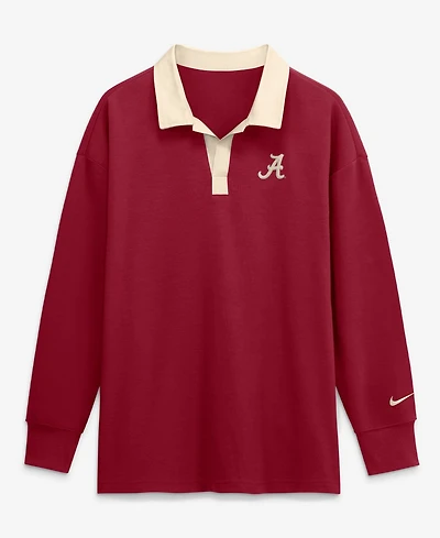 Nike Women's Crimson Alabama Tide Oversized Essential Dri-FITLong sleeves V-Neck Polo Shirt
