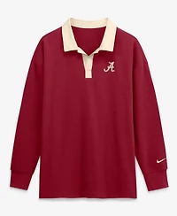 Nike Women's Crimson Alabama Tide Oversized Essential Dri-FITLong sleeves V-Neck Polo Shirt
