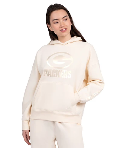 Starter Women's Cream Green Bay Packers Pastels Relaxed Travel Hoodie