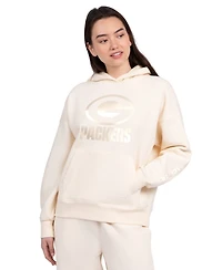 Starter Women's Cream Green Bay Packers Pastels Relaxed Travel Hoodie