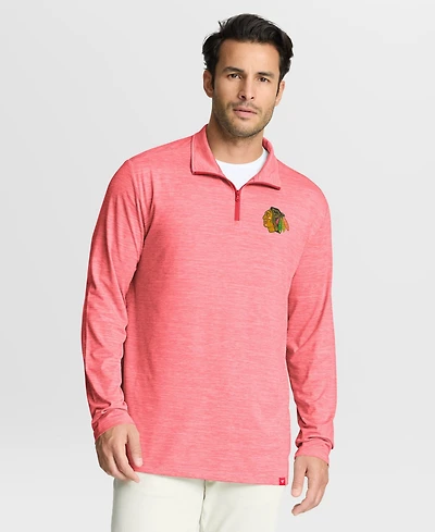 Fanatics Men's Heather Red Chicago Blackhawks Clutch Boarding Poly Quarter-Zip Pullover Sweatshirt