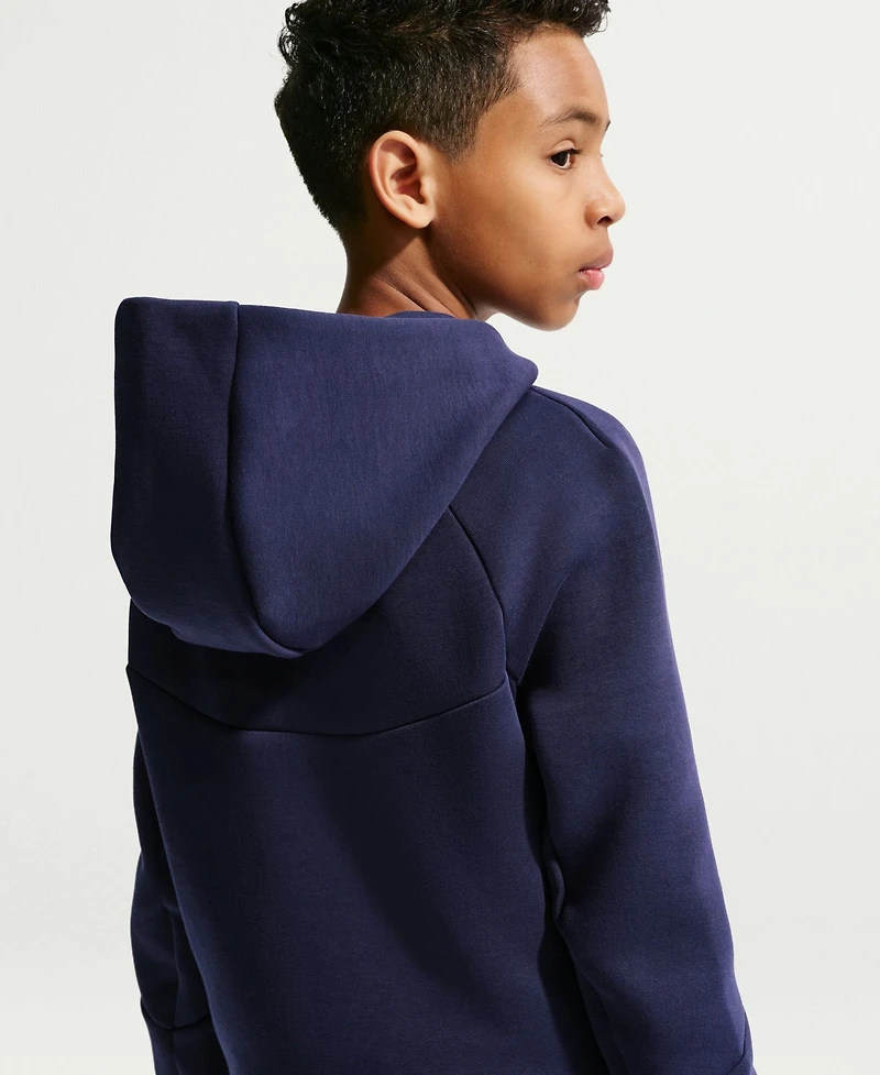 Nike Big Boys and Girls Navy Barcelona Tech Fleece Raglan Full-Zip Hoodie